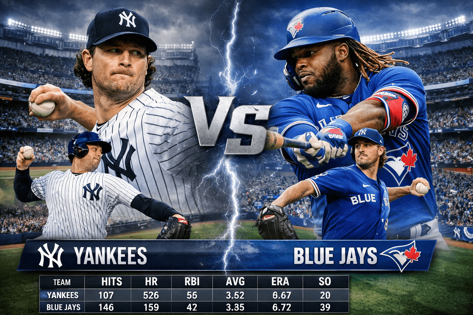 New York Yankees vs Toronto Blue Jays Match Player Stats