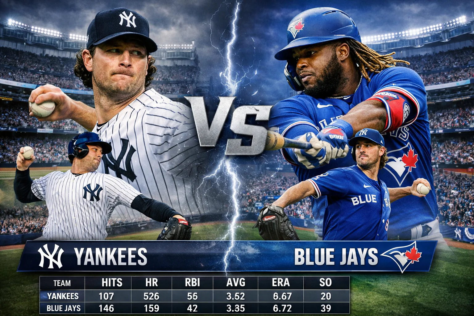 New York Yankees vs Toronto Blue Jays Match Player Stats