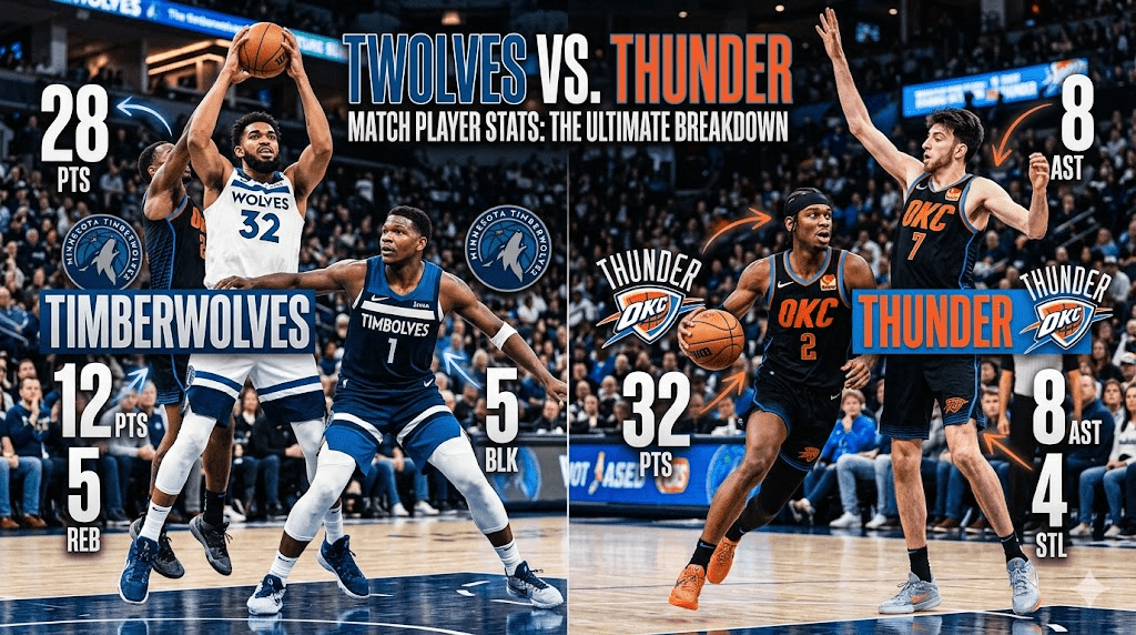 Timberwolves vs Oklahoma City Thunder Match Player Stats