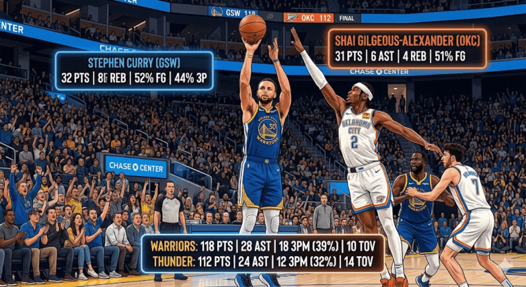 Golden State Warriors vs Oklahoma City Thunder Match Player Stats