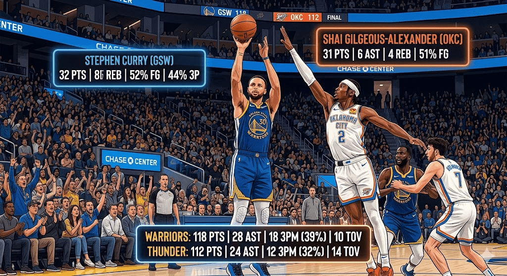 Golden State Warriors vs Oklahoma City Thunder Match Player Stats