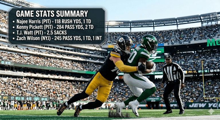 Pittsburgh Steelers vs New York Jets match player stats