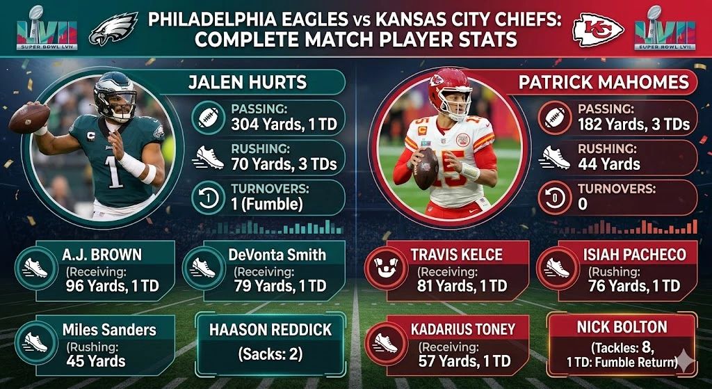 Philadelphia Eagles vs Kansas City Chiefs Match Player Stats