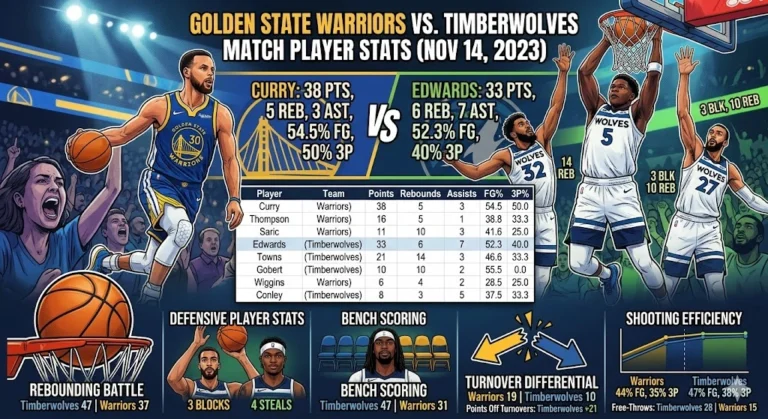 Golden State Warriors vs Timberwolves Match Player Stats