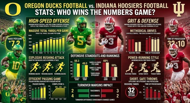 Oregon Ducks Football vs Indiana Hoosiers Football Stats