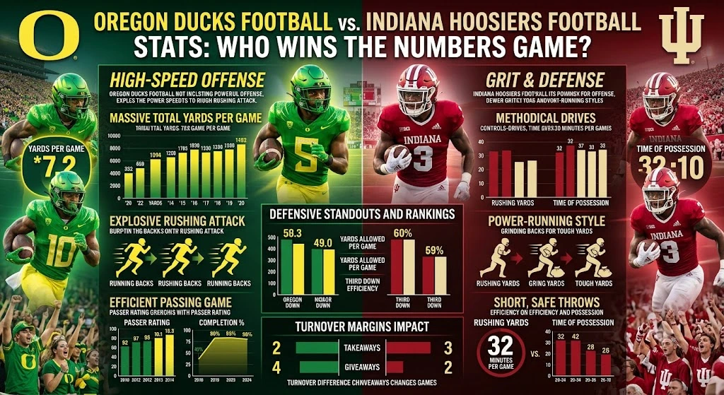 Oregon Ducks Football vs Indiana Hoosiers Football Stats