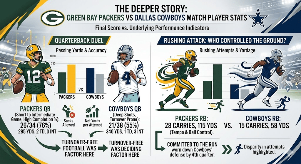 green bay packers vs dallas cowboys match player stats
