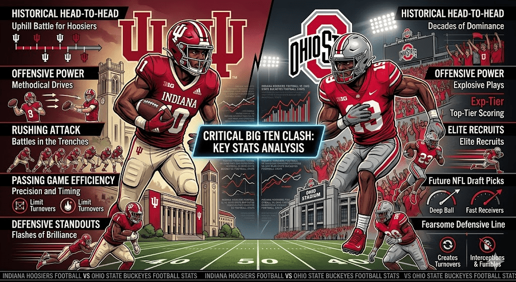 Indiana Hoosiers Football vs Ohio State Buckeyes Football Stats