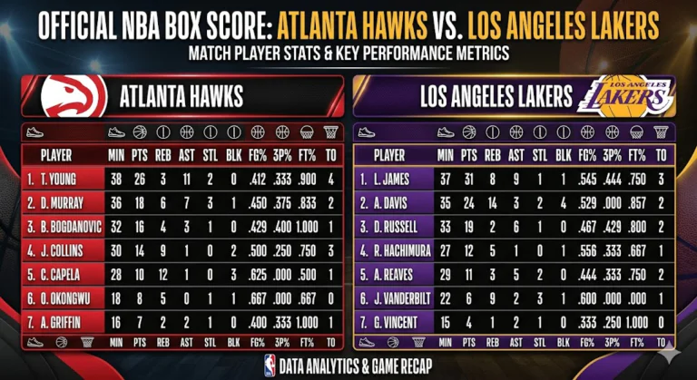 Atlanta Hawks vs Lakers Match Player Stats