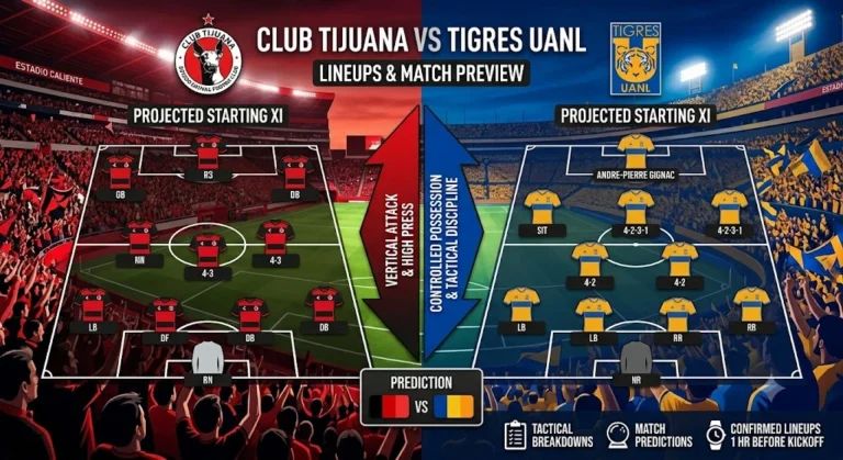Club Tijuana vs Tigres UANL Lineups