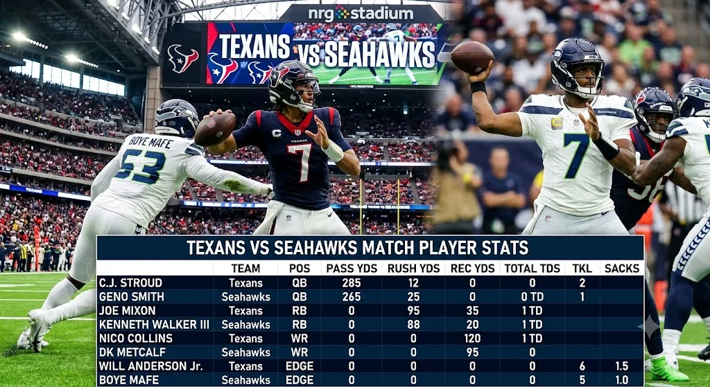 Texans vs Seahawks Match Player Stats