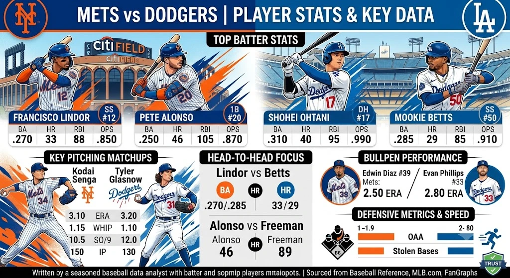 Mets vs Dodgers Match Player Stats