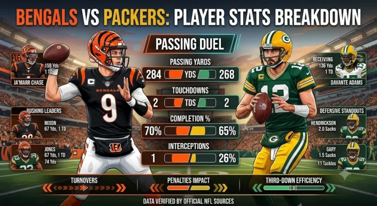 Bengals vs Green Bay Packers Match Player Stats