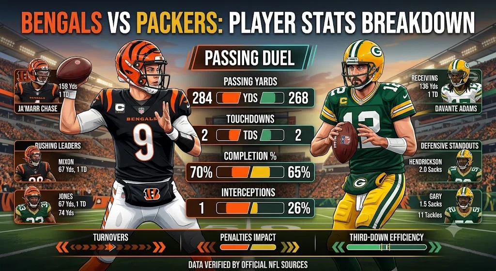 Bengals vs Green Bay Packers Match Player Stats