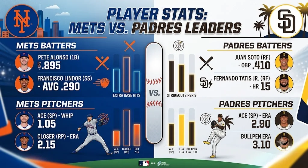 Mets vs Padres Match Player Stats