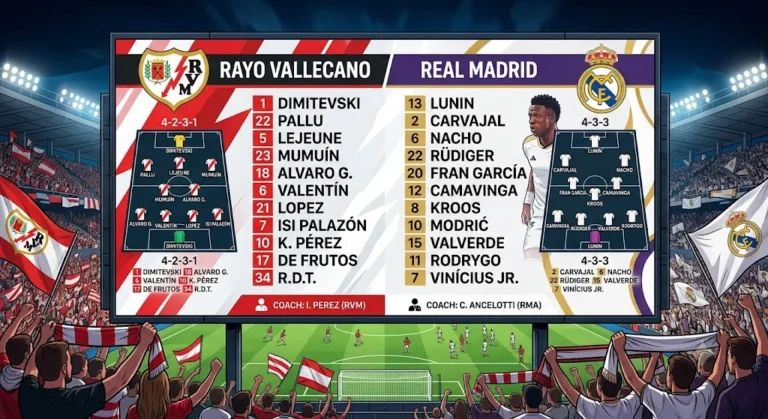 Rayo Vallecano vs Real Madrid Lineups