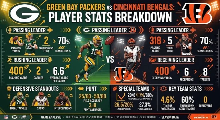 Green Bay Packers vs Bengals Match Player Stats