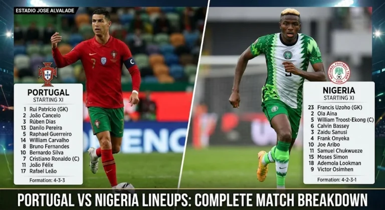 Portugal National Football Team vs Nigeria National Football Team Lineups