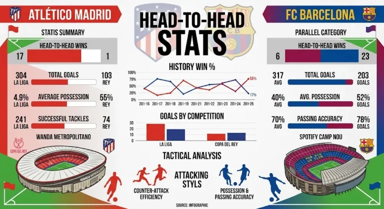 Atlético Madrid vs FC Barcelona Stats