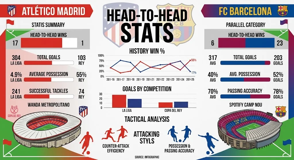 Atlético Madrid vs FC Barcelona Stats