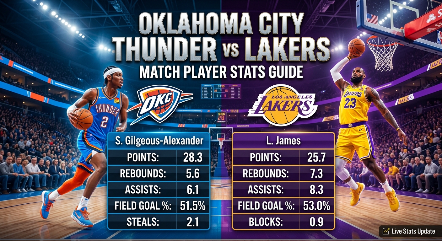 Oklahoma City Thunder vs Lakers Match Player Stats